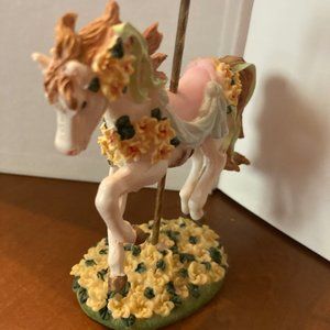 CAROUSEL CREATIONS HORSES BRASS POLE WITH FLOWERS